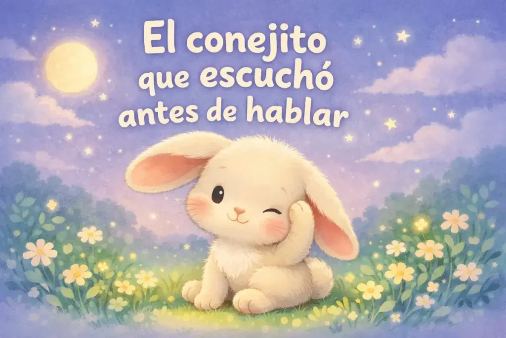 Cuentos educativos para niños: El conejito que escuchó antes de hablar