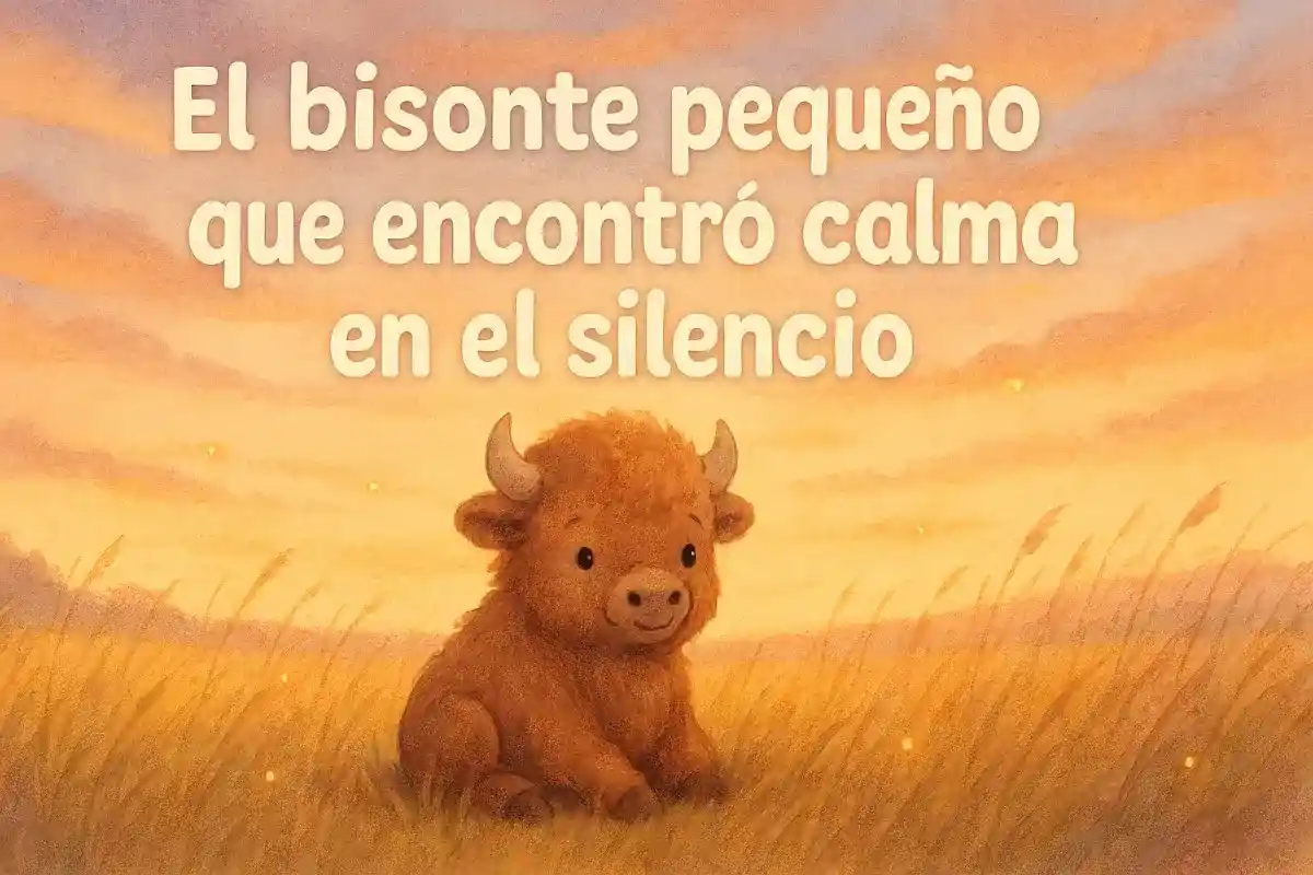 Cuentos infantiles cortos: El bisonte pequeño que encontró calma en el silencio