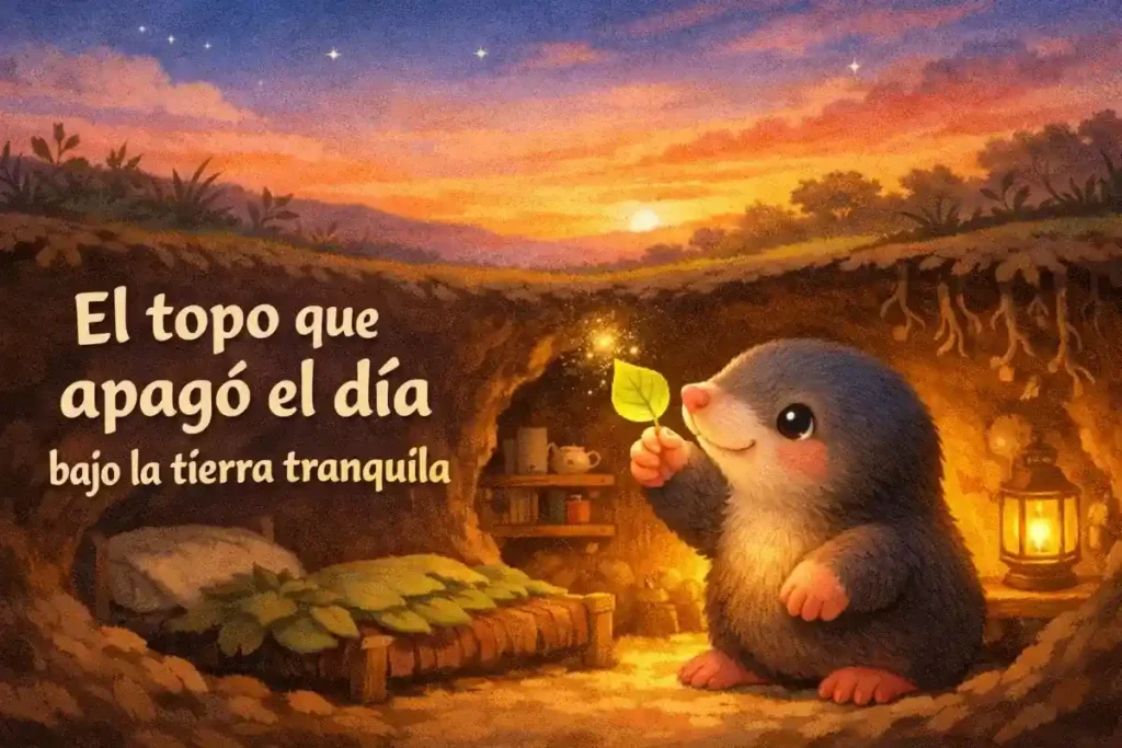 Cuentos infantiles cortos: El topo que apagó el día bajo la tierra tranquila
