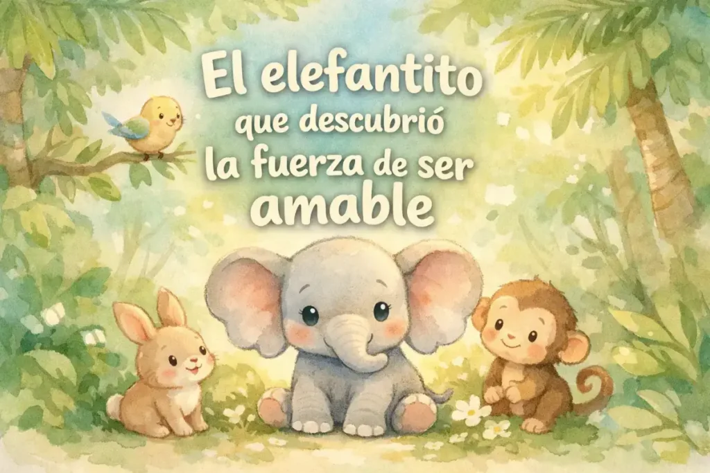Fábulas cortas de animales: El elefantito que descubrió la fuerza de ser amable