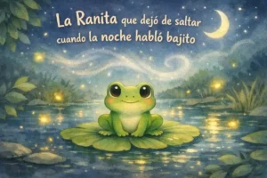 Historias cortas de animales: La Ranita que dejó de saltar cuando la noche habló bajito