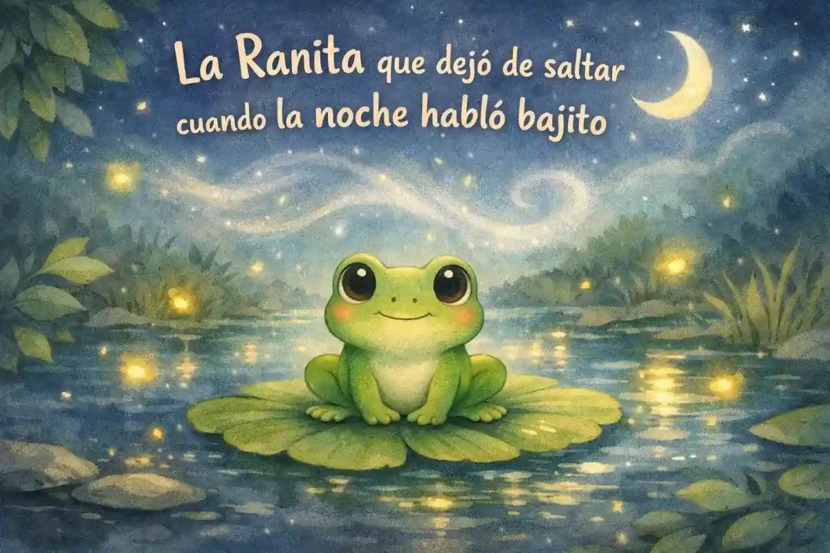 Historias cortas de animales: La Ranita que dejó de saltar cuando la noche habló bajito
